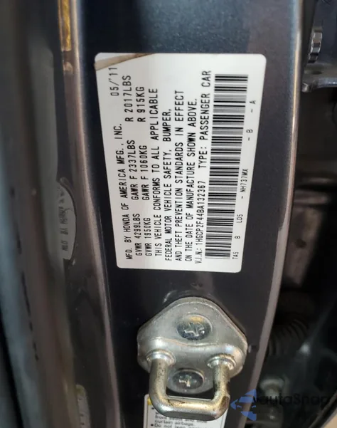 2011 Honda Accord Lxp z USA, uszkodzony, nr VIN 1HGCP2F44BA132367